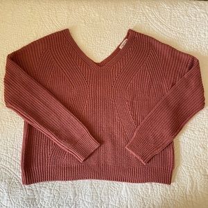 Poof Apparel - Pink knit cropped sweater